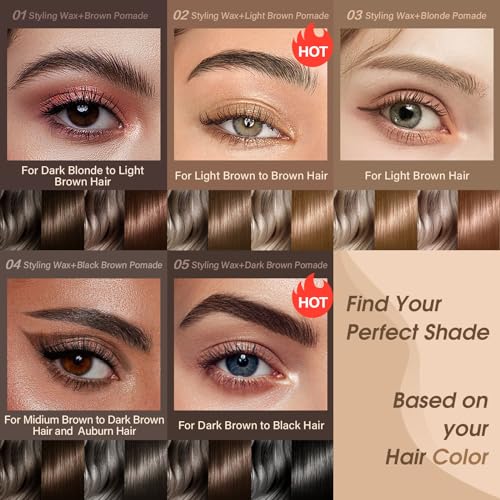 UCANBE Waterproof Eyebrow Gel & Pomade Kit with 2 Dual-Ended Brushes