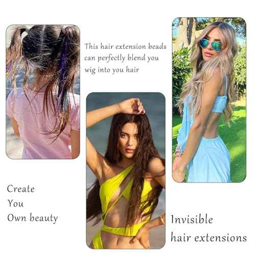 Hair Extension Tools Kit, 3 Colors 600pcs Micro Silicone Rings Beads Hair Extensions Kit Hair Pliers Micro Pulling Hook Needle Loop Threader and 600pcs Micro Silicone Links(Black,Brown,Blonde)