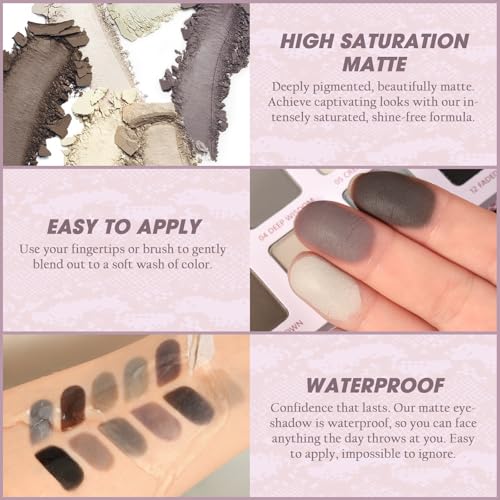 Matte Eyeshadow Palette 12 Colors Cool Toned for Mature Women