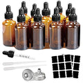 10 Pack 2oz Amber Glass Dropper Bottles UV Protection