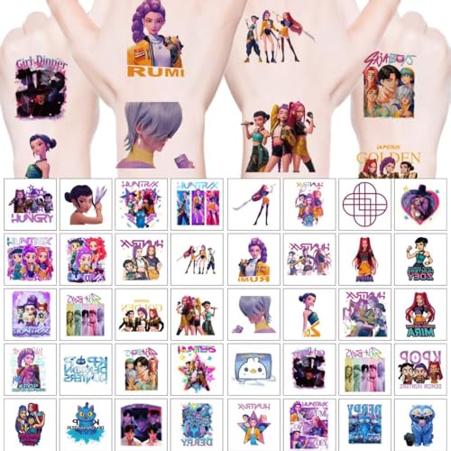 40pcs Cartoon Temporary Tattoos - K-pop Themed Party Favors