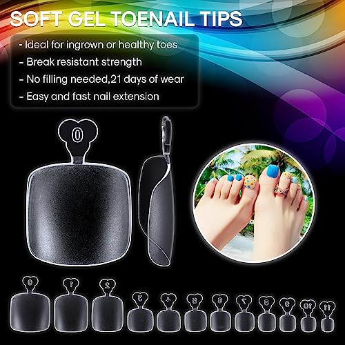 500Pcs Gel x Toe Nail Tips, Matte Short Pre-shaped Full Cover False Toenails Gel Tips Press on Nails,12 Sizes Summer Toe Tips for Soak off Gel Extension Systems at Home DIY Salon Manicure