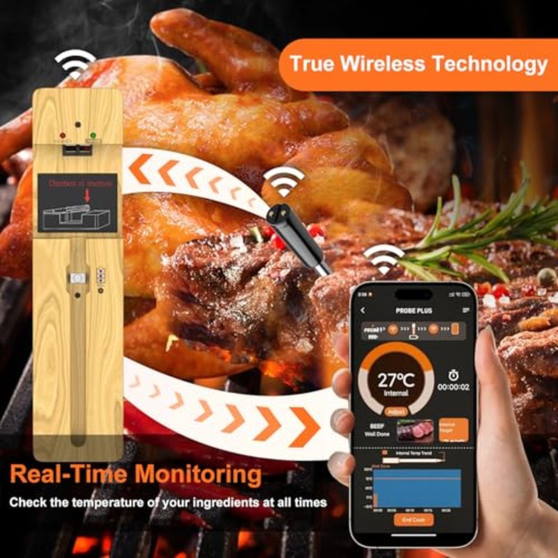 MOGUNDAM Wireless Meat Thermometer with Bluetooth & Ceramic Probe