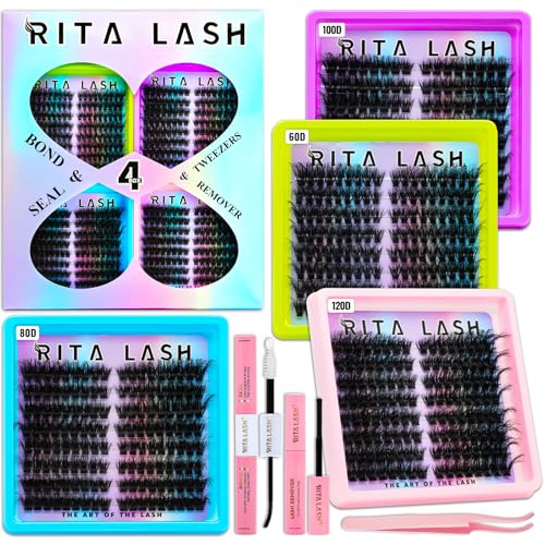 Cat Eye Lash Clusters Kit 3D Volume 60D-120D with Bond, Seal & Remover