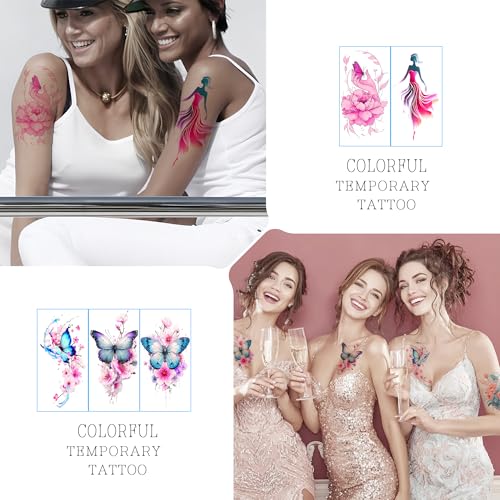 Temporary Tattoos for Women 30 Pc Watercolor Floral