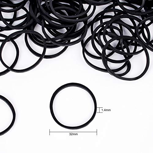 Black Rubber Hair Bands, 1.25" Elastic Ties for Thick Hair (330 pcs)