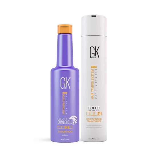 Global Keratin GK Hair Moisturizing Conditioner (10.1 fl.oz/300ml) -Silver Bombshell for Blonde and Gray Hair Removes Yellow Brassy Tones for Woman (280 ml/9.5 oz)