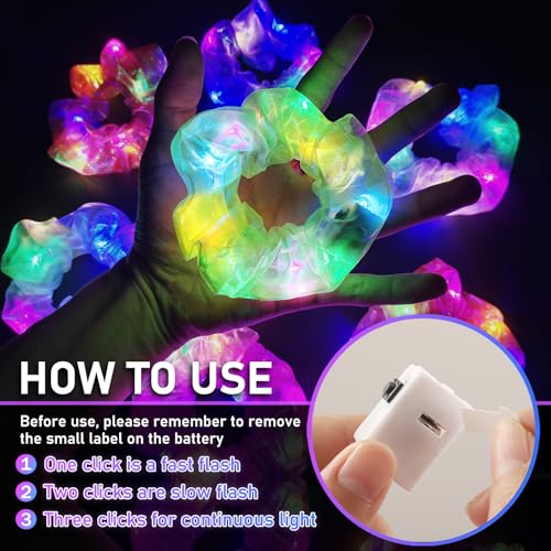 Asawira LED Hair Scrunchies - 4 Pack with 3 Light Modes