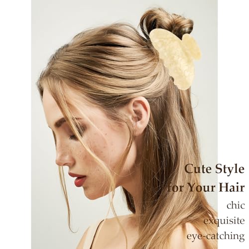 Acrylic Claw Hair Clips - 4 Pack Medium (Pink & Yellow)