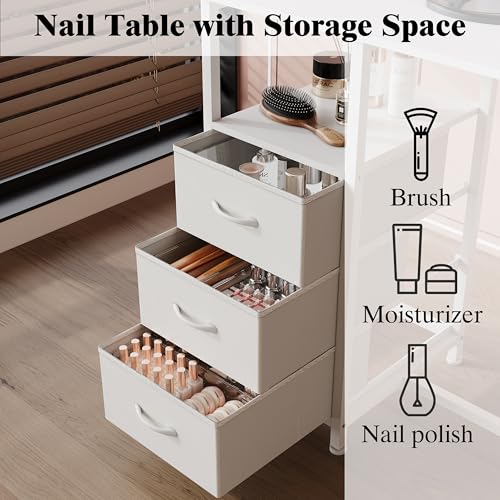 Nail Table with Electric Dust Collector & Drawers