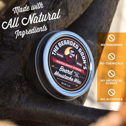 Ridiculously Strong Mustache and Beard Wax for Men | All Day Style Control to Tame Facial Hair | All Natural Handlebar Moustache Wax - 1oz (30ml)