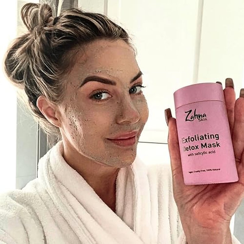 3 in 1 Exfoliating Detox Clay Mask for Face with Salicylic Acid ? 100% Natural & Vegan, Detox Face Mask, Pore Cleansing Clay Face Mask for Blackheads and Pores, All Skin Types