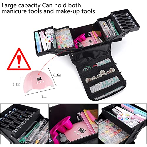 Large 4-Tier Makeup Train Case with Adjustable Dividers