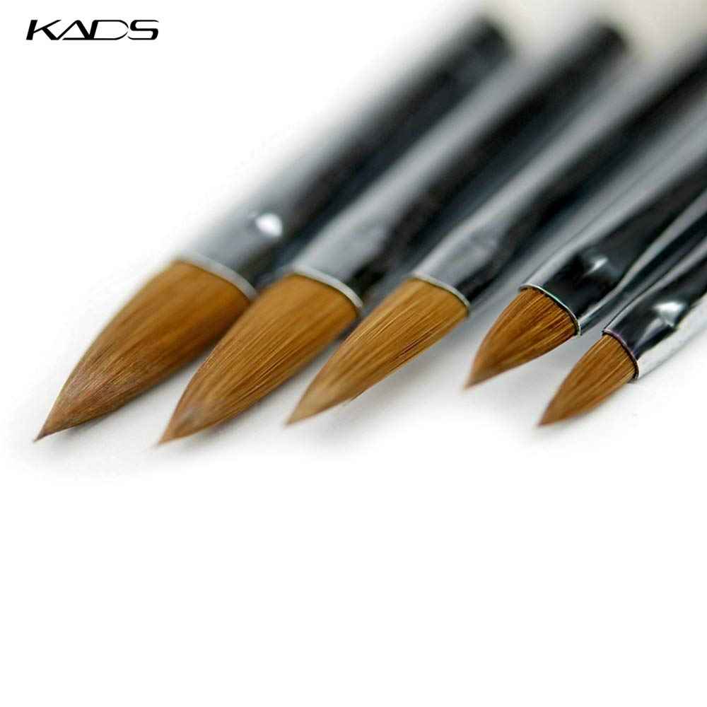 KADS Kolinsky Sable Acrylic Brush Set - 5pcs, Sizes 2# to 10#, Black Kolinsky Sable Nail Brushes