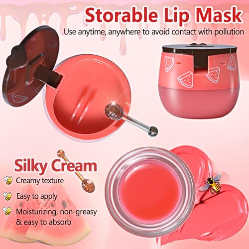 Bee Lip Balm Honey Pot, 4pcs Propolis Lip Mask Overnight Moisturizing Fruity Lip Balm with Stick, Hydrating Prevention Dry and Cracked Lip Scrubs Exfoliator Lip Care (Four flavors)