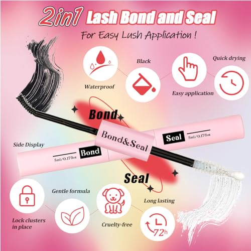 DIY Lash Extension Kit with 280 PCS 9-16mm 40D Lashes Clusters 200ml/6.7fl.oz Lash Cleanser Eyelash Shampoo Mini USB Portable Lash Fan Bond and Seal Remover Eyeliner Eyelid Cleaning Brush