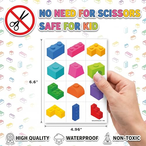 96 PCS Building Block Temporary Tattoos for Kids
