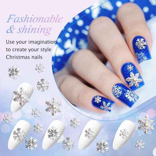 20PCS Silver Snowflake Nail Charms for DIY Christmas Nails