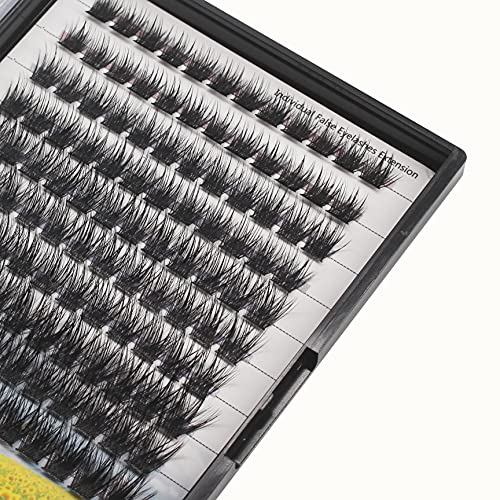 10Rows,Large Pack Grafting Mixed 10-12-14-16mm/14-16-18mm/12-14-16mm Wide Stem Cluster Eyelashes D Curl Individual False Eyelashes Home DIY Eye Lashes Extensions (mixed 10-12-14-16mm)