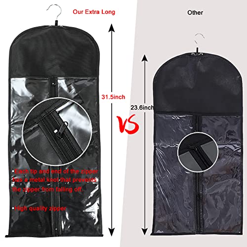 2Pcs Hair Extension Storage Bag with Wooden Hanger, 31.5 Inch