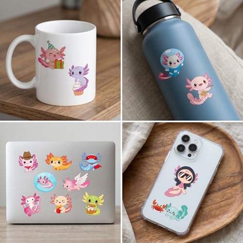 96 PCS Pink Axolotl Temporary Tattoos for Kids
