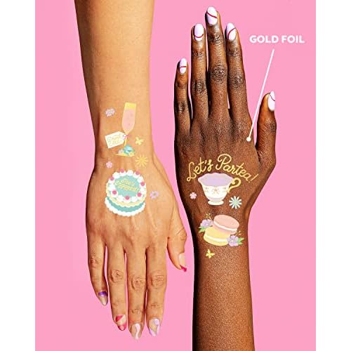 xo, Fetti Bachelorette Tea Party Temporary Tattoos - 50 pcs Glitter Styles | Pastel Bridal Shower Decoration, Bridesmaid Favor, Partea, Garden