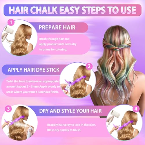 Blue Temporary Hair Color Sticks - Washable Hair Dye Chalk