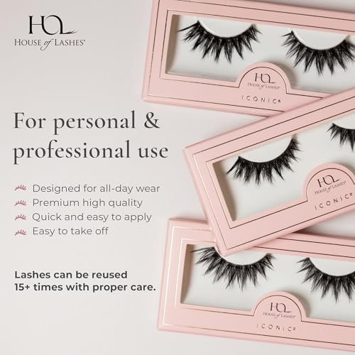 House of Lashes Iconic False Eyelashes - Faux Mink 3D Lashes