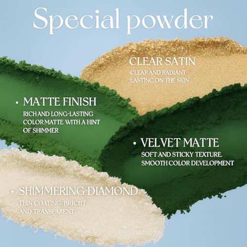 16-Color Green Eyeshadow Palette – Matte & Metallic