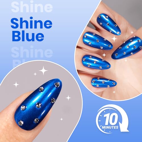 Beetles Blue Chrome Nail Polish - Quick-Drying Metallic Finish 15ml