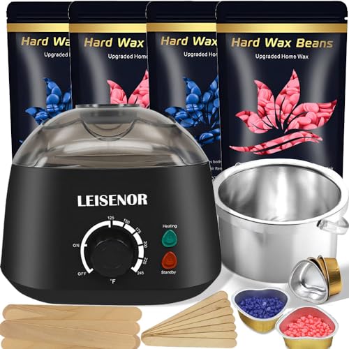 Waxing Kit for Women Men Digital Wax Warmer Hard Wax Kit with 400g Wax Beans for Full Body Brazilian Bikini Armpit Hair Removal Black