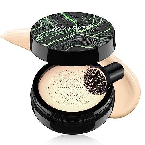 Mushroom Head Air Cushion CC Cream Strong Concealer, Moisturizing BB Cream Makeup Base Primer Even Skin Tone for All Skin Types, Face Makeup Cushion Foundation Long Lasting (Ivory)