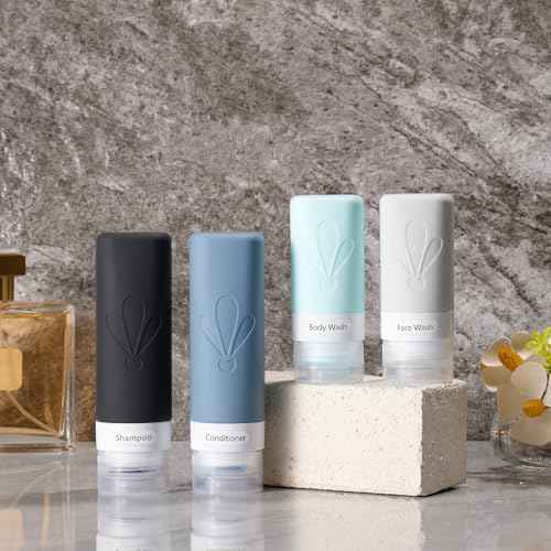 INSFIT 17pack Travel Bottles for Toiletries, TSA Approved Squeezable Silicone Liquid Containers for Shampoo Conditioner Lotion & Body Wash Vacation Travel Essentials with Labels