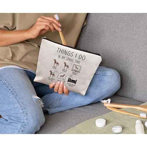 Horse Makeup Bag,Horse Stuff,Horse Gifts For Women,Cowgirl Gifts,Gifts For Horse Lovers,Animal Lovers Gifts For Women,Things I Do In My Spare Time Makeup Bag