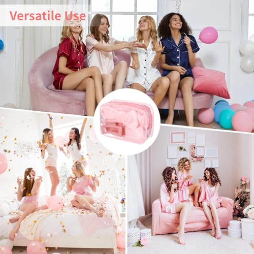 Homaisson 6 Sets Sleepover Party Supplies, Spa Set with Plush Sleep Eye Mask, Headband, Hair Clip, Socks, Bag for Girls Women Slumber Spa Birthday Pajama Gifts, Pink