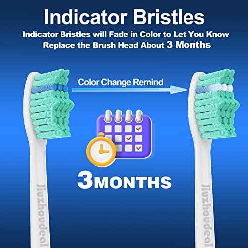 Toothbrush Replacement Heads for Philips Sonicare E-Series, Essence, Elite, Advance, CleanCare Screw-on Electric Toothbrush Heads HX7022/66, 6 Pack
