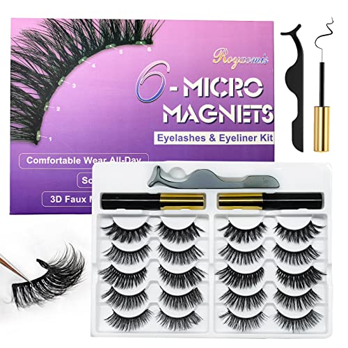 Royaomis 10 Pairs Magnetic Eyelashes with Magnetic Eyeliner