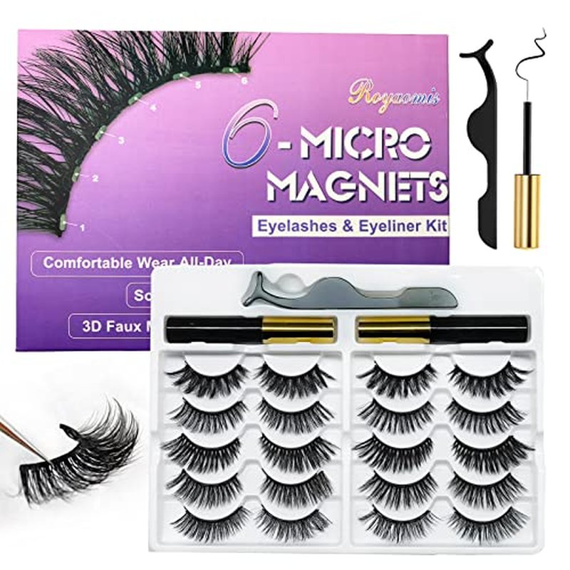 10 Pairs Cat-Eye Magnetic Eyelashes with Eyeliner - Natural Look