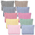 Abbylike 10-Pack Striped Makeup Bags - Compact Travel Pouches