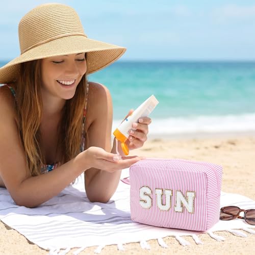 Sanwuta Seersucker Cosmetic Bag - Stylish Travel Organizer