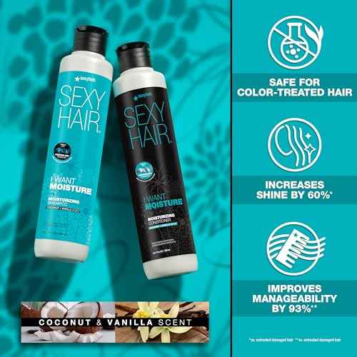 SexyHair I WANT MOISTURE Shampoo/Conditioner | Tames Frizz | Increases Shine by 60% | All Hair Types*