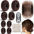 Hair Bun Maker Set with 8 Bun Makers, Hair Nets & Bobby Pins