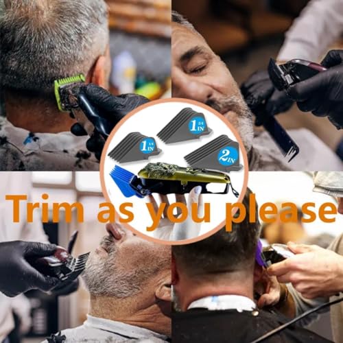 Professional Hair Clipper Combs Guides Set - 1.25'' to 2'' Size Range, Replacement Guards£¬COMPATIBLE WITH WAHL Most Clippers/TrimmersMost Clippers/Trimmers,Grey(4 Pieces)