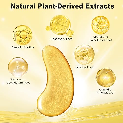 Under Eye Patches (36 Pairs) - Valentines Day Gifts for Women, 24K Gold Eye Masks Enriched with Abundant Collagen for Dark Circles, Puffy Eyes, Wrinkles - Vegan & USA Tested