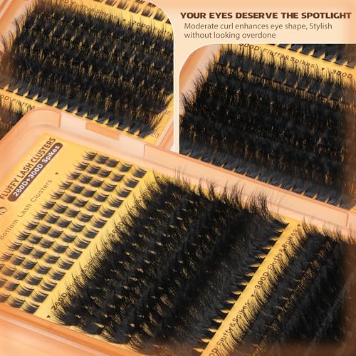 Fluffy Eyelash Clusters 260D+300D Mink Lashes Extensions