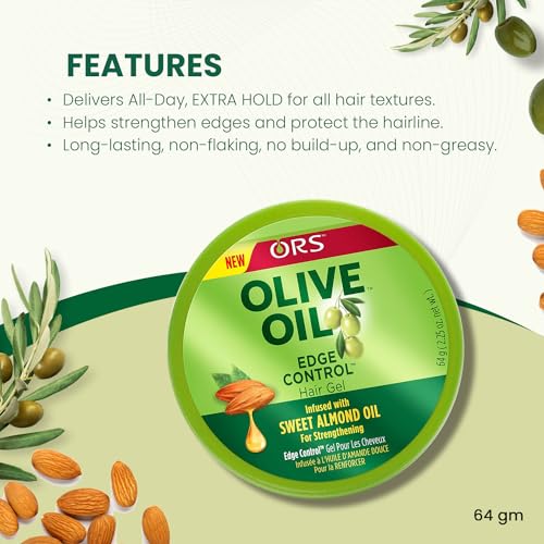 ORS Olive Oil 2in1 Shine Mist & Heat Defense Style & Sculpt Perfect Blend Wax Stick Styler Infused with Beeswax to Seal in Moisture Olive Oil Edge Control Hair Gel - Bundle