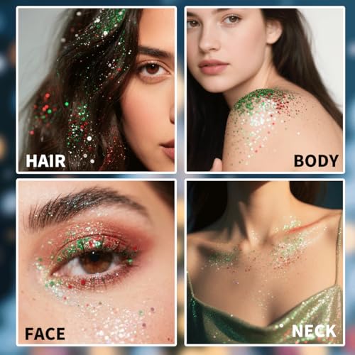 Christmas Glitter Stick & 6 Bracelets Set - Face Body Hair