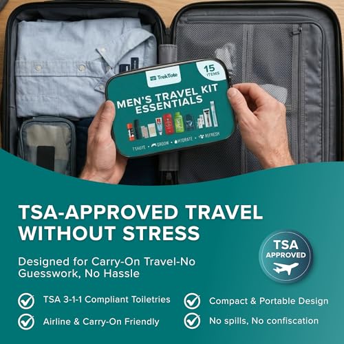 Men's 15-Piece Travel Hygiene Kit with Clear Toiletry Bag