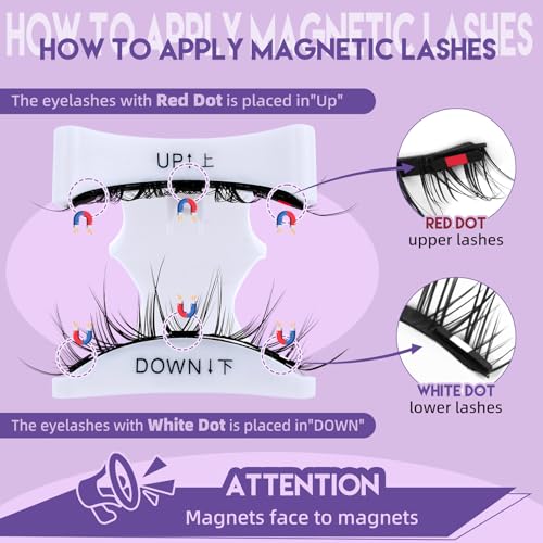 B&Q Magnetic Eyelashes with Applicator - 2 Pairs, Comfortable & Reusable