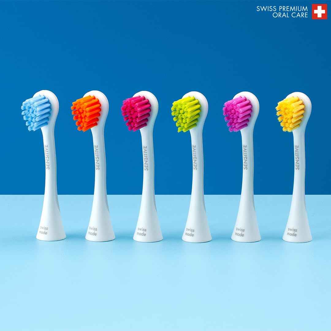 Curaprox Hydrosonic Brush Heads Rainbow Sensitive Duo – for Gentle Gum Care & Daily Cleaning | Yellow/Green, 2-Pack | Compatible with All Curaprox Sonic Models | Swiss Made